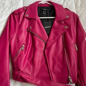 New forever 21 fuschia leather blazer